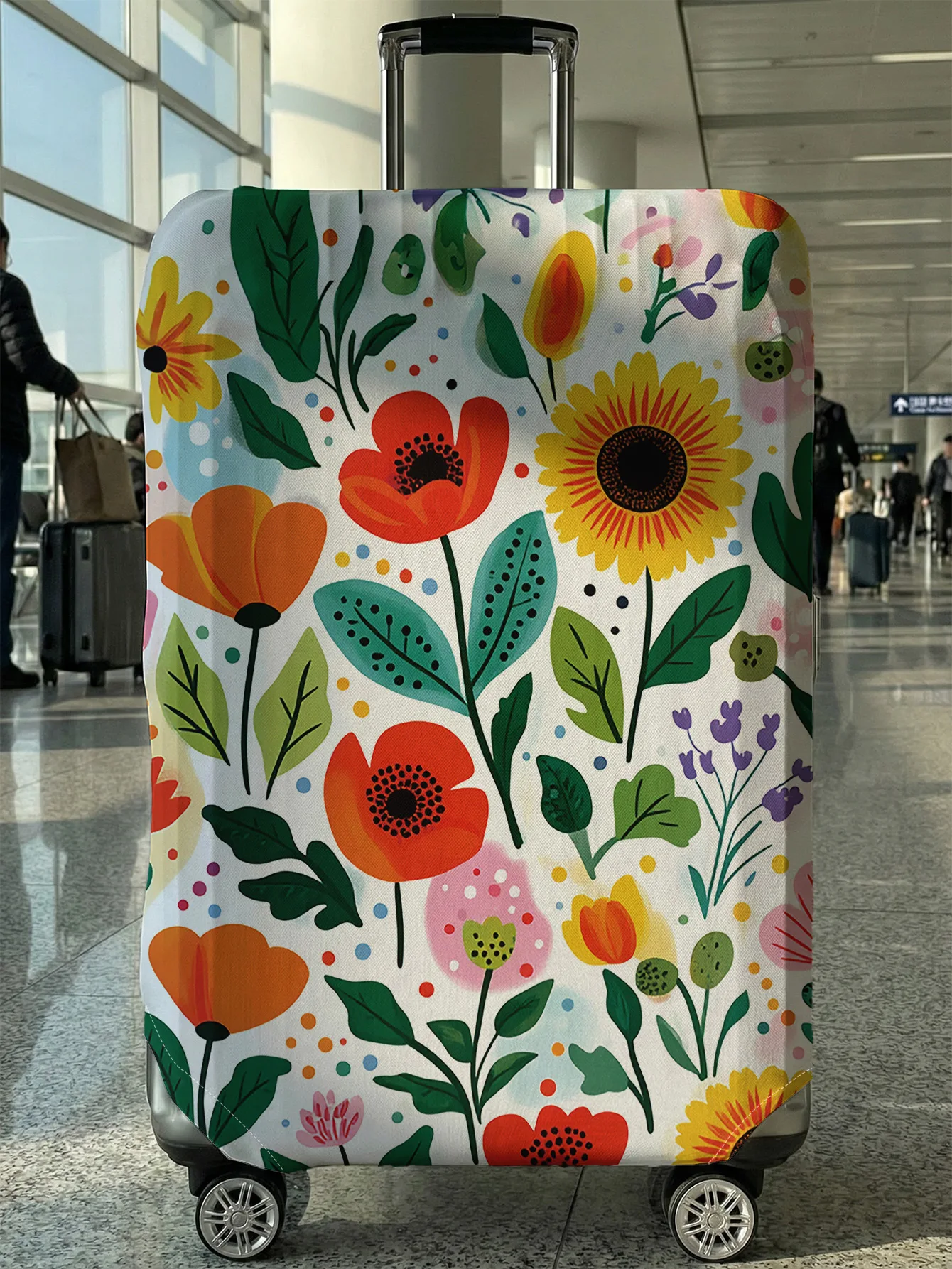 

Watercolor Floral Print Luggage Cover, Suitable for 18-32 Inch Luggage Cover, Luggage Handle Glove, Travel Accessories
