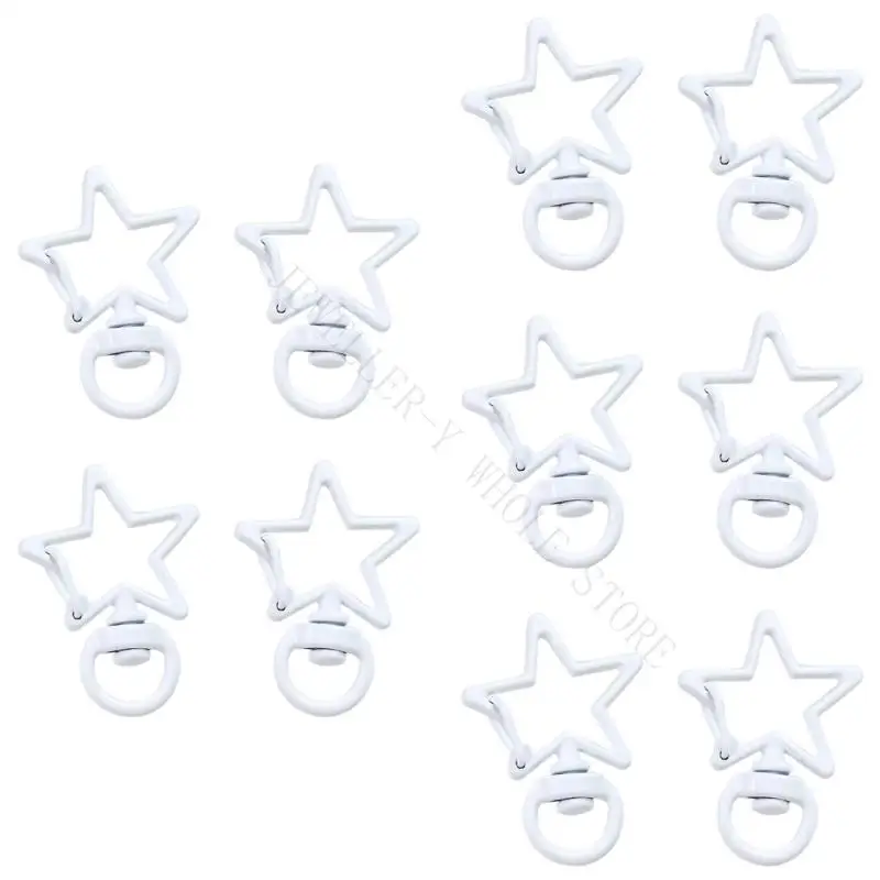 R7UF Easy Install Five Point Star Clasps Mixed Color Metallic Star Pendants Lightweight For Keychains And Art Creation