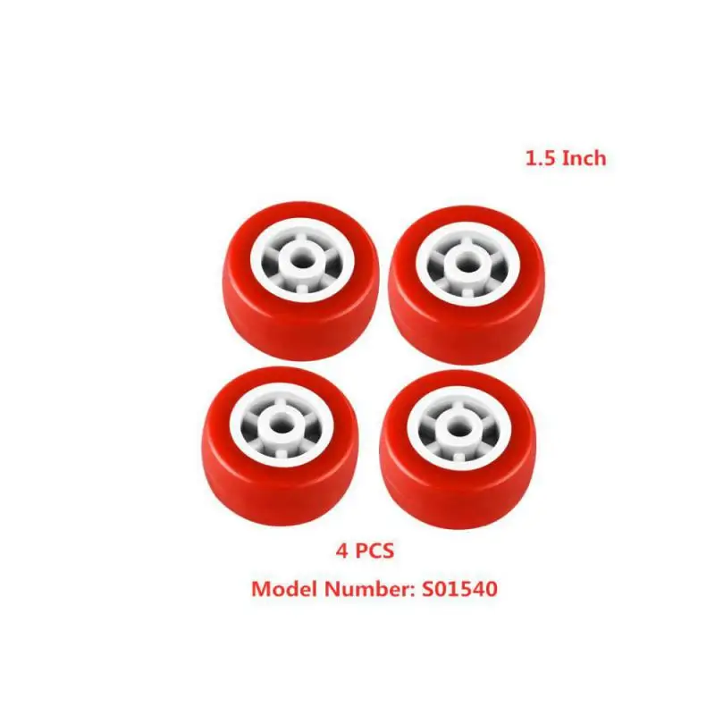 

(4 Packs) 1.5 Inch Red Pvc Single Wheel Diameter 38mm Light Mute Plastic Furniture Casters