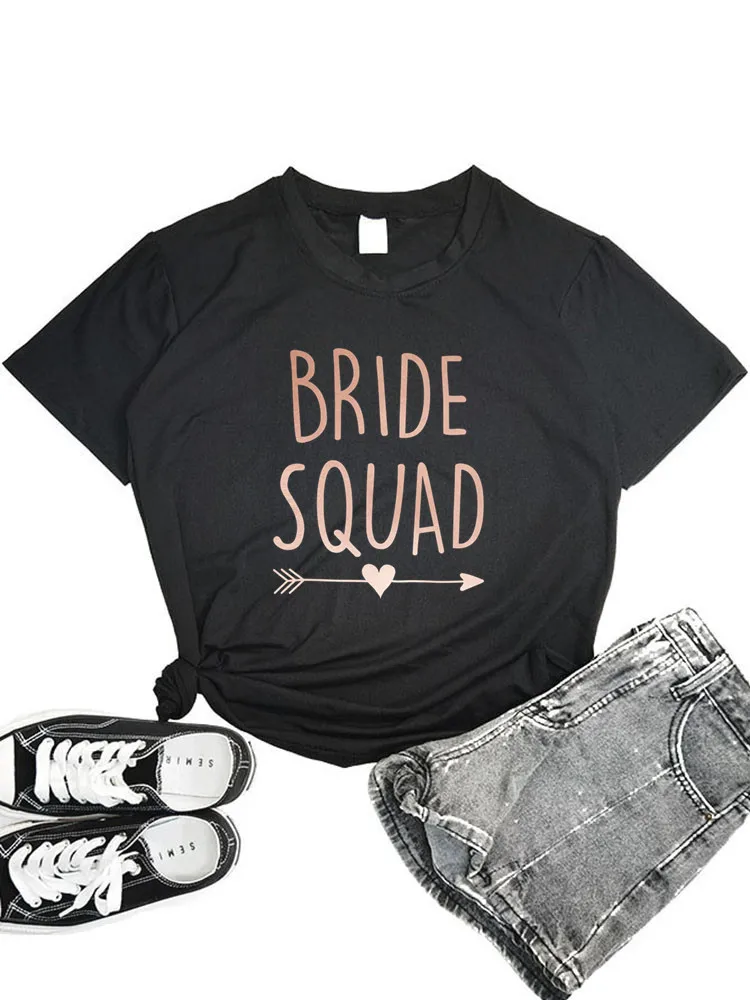 Women Team Bride Squad Print T-shirts 2022 EVJF Hen Party Bachelorette Girl Wedding Female Tops Tees