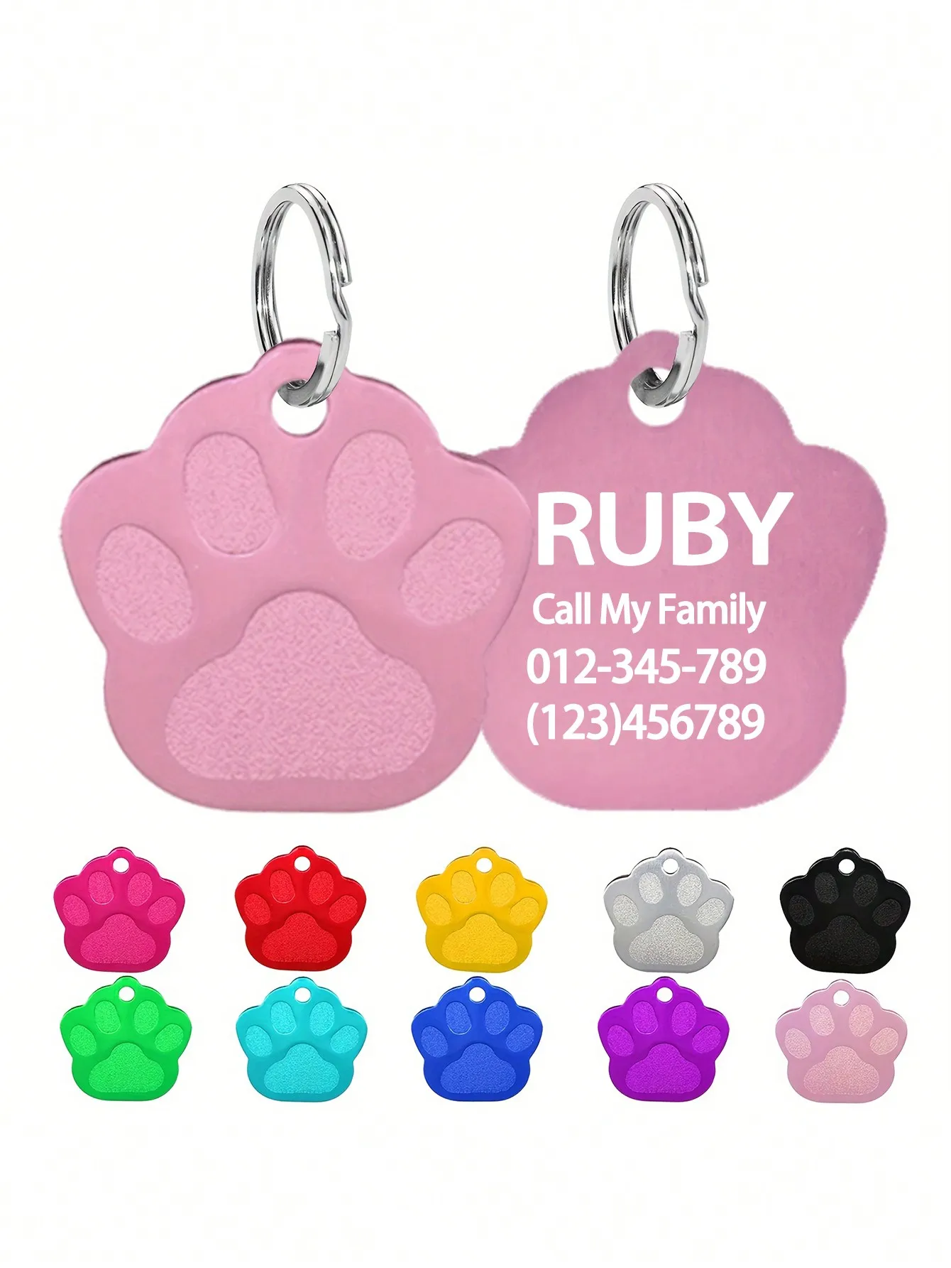 Personalized Dogs Cats ID Tag Custom Alloy Paw Puppy Kitten Collar Accessories Anti-lost Pet Name Tags for Small Large Dog Cat