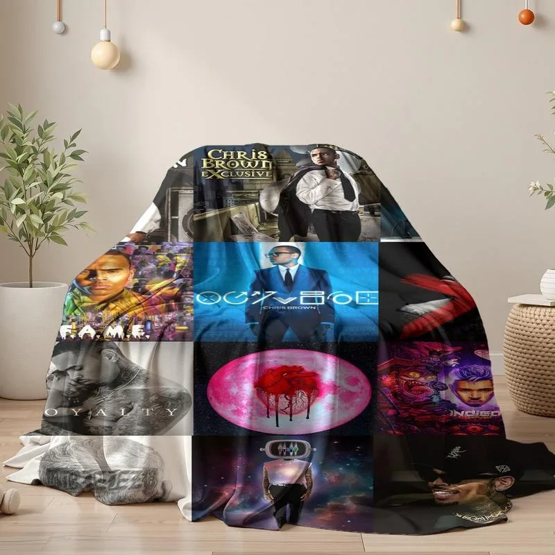 Chris Brown Blanket Album Cover for Fans Warm Cozy Flannel Blankets Throw Merch for Home Decor Bed Sofa Living Room for All Seas
