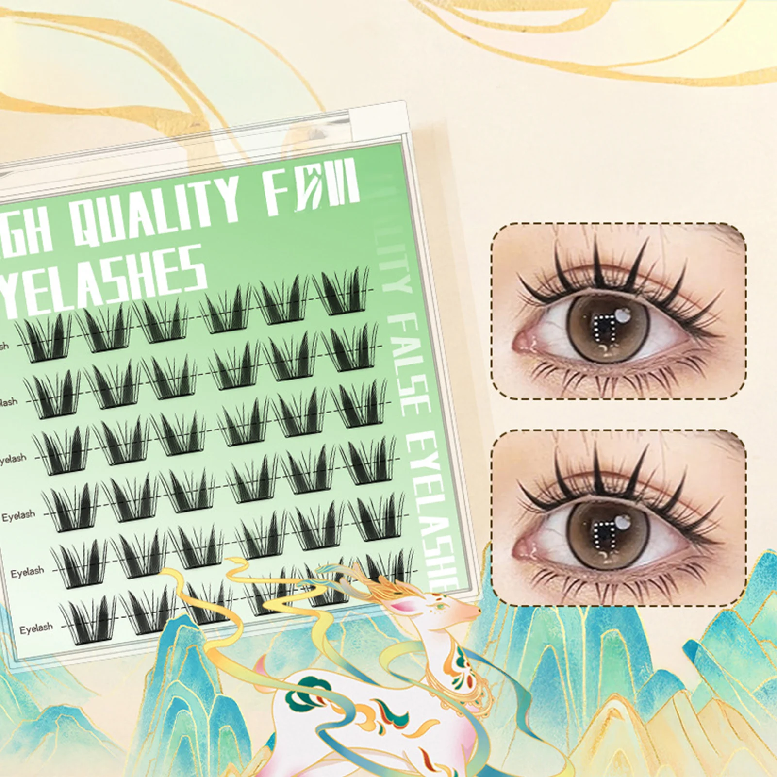 6 Rows Self Adhesive Fake Eyelashes No Glue DIY Lash extenstion 0.05mm Thin Black 7-13mm Mixed Length korean style lash supplies