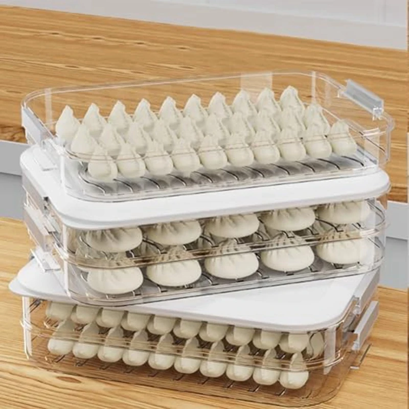 Boîte à boulettes avec couvercle, congélateur à 4 couches, stockage des aliments sans danger, plusieurs conteneurs de stockage de strass, beau travail