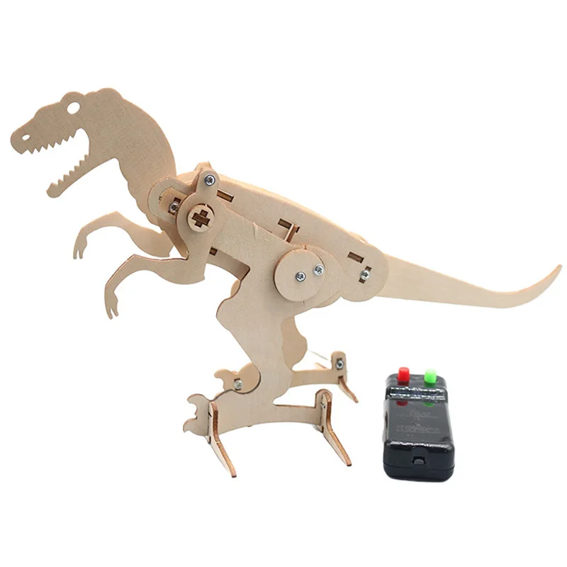 DIY Dinosaur T Rex 3D Model STEM Basics Science Toys for Boys Electric Crawling Wood Model Assembly Puzzle Teen Friends Gift