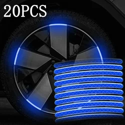 20 stuks kleurrijke reflecterende strips auto motorfiets wielnaaf stickers auto styling sticker sticker auto moto decor stickers accessoires