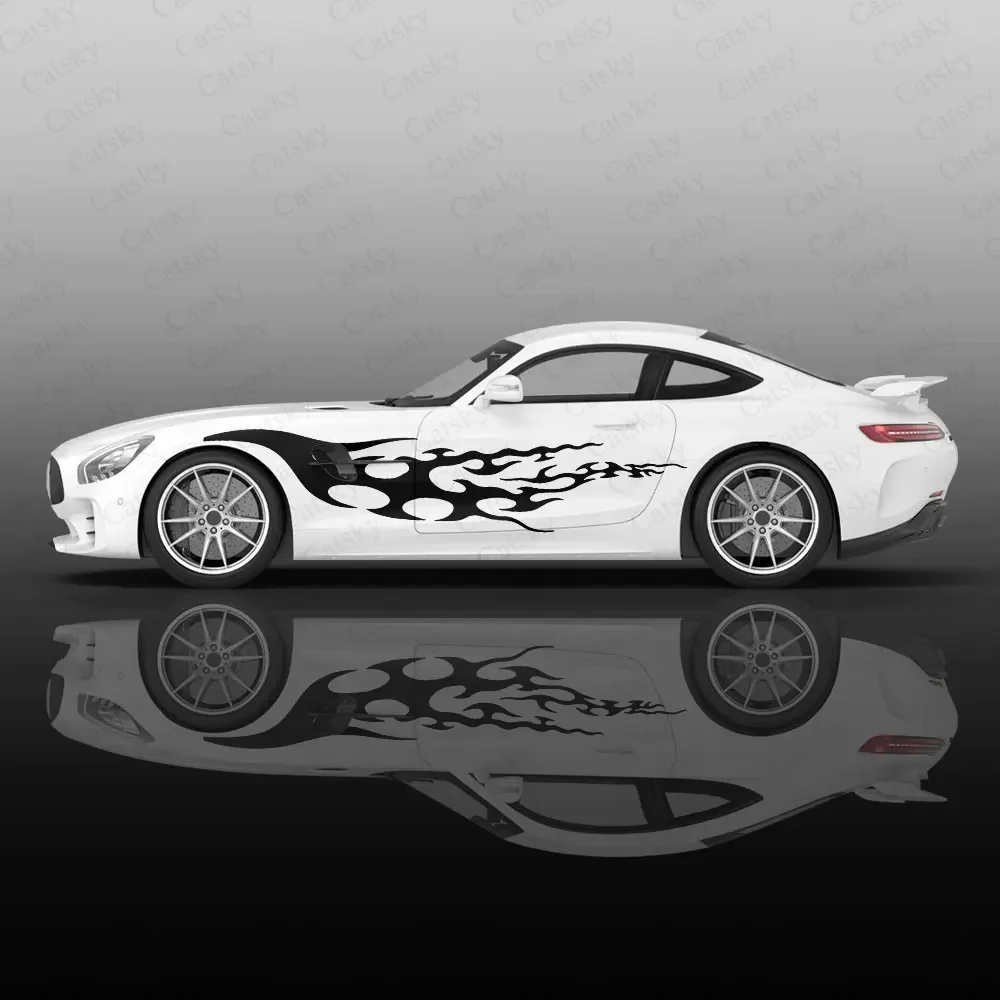 불규칙 불꽃 자동차 스티커, 범용 개조 레이싱 페인트 자동차 스티커, 측면 포장 그래픽 통증 자동차 스티커, 2 개