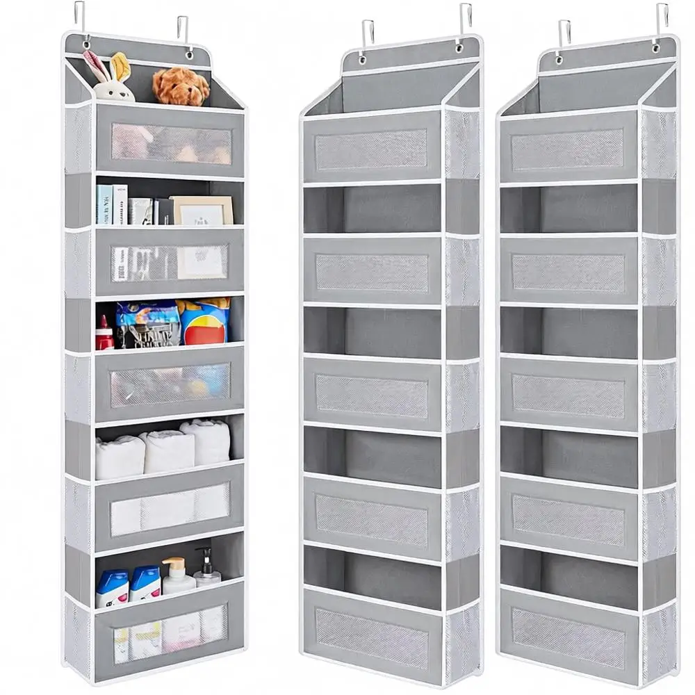 

Органайзер на дверь с 5 большими карманами, грузоподъемность 20 кг, серый – идеально подходит для хранения в спальне, ванной, кладовой, детской комнате.