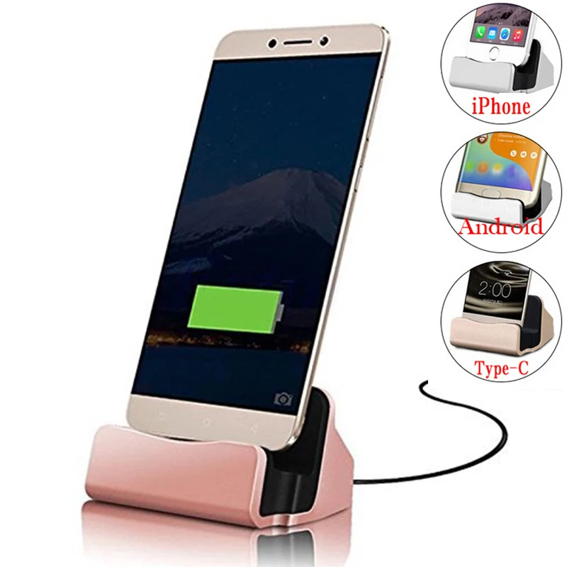 Type C Charger Dock Station for Samsung A50 A70 A20 A80 M20 M30 A30 A40 A60 iPhone 7 8 Plus Micro USB Stand charging desktop
