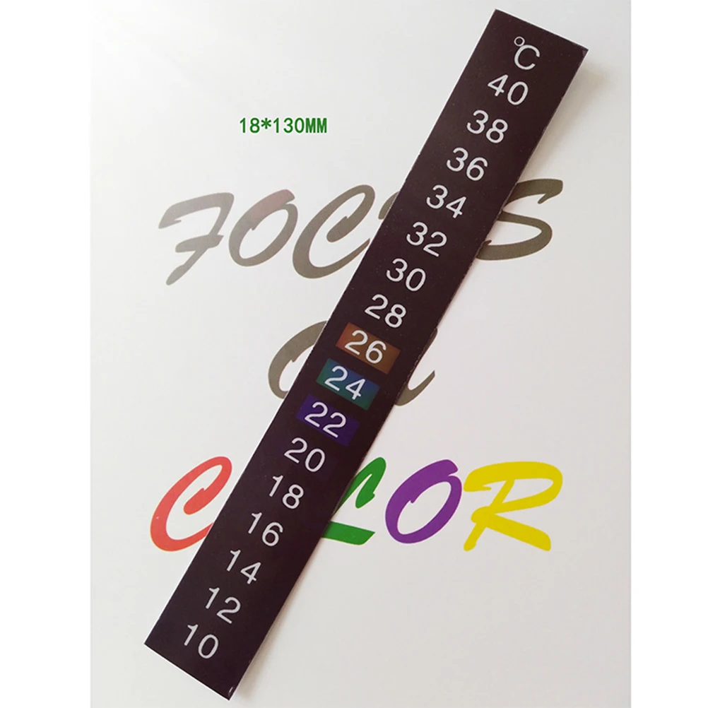 

10PCS Thermometer Sticker Stripe 10- Degree Indoor Temperature Measuring Strip Liquid Crystal Discoloration Temperature (Black)