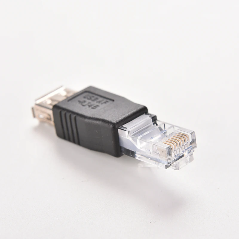 Black Portable USB A Female To Ethernet RJ45 Male To USB 2.0 AF A Female Adapter Connector Network Cable Ethernet Converter Plug