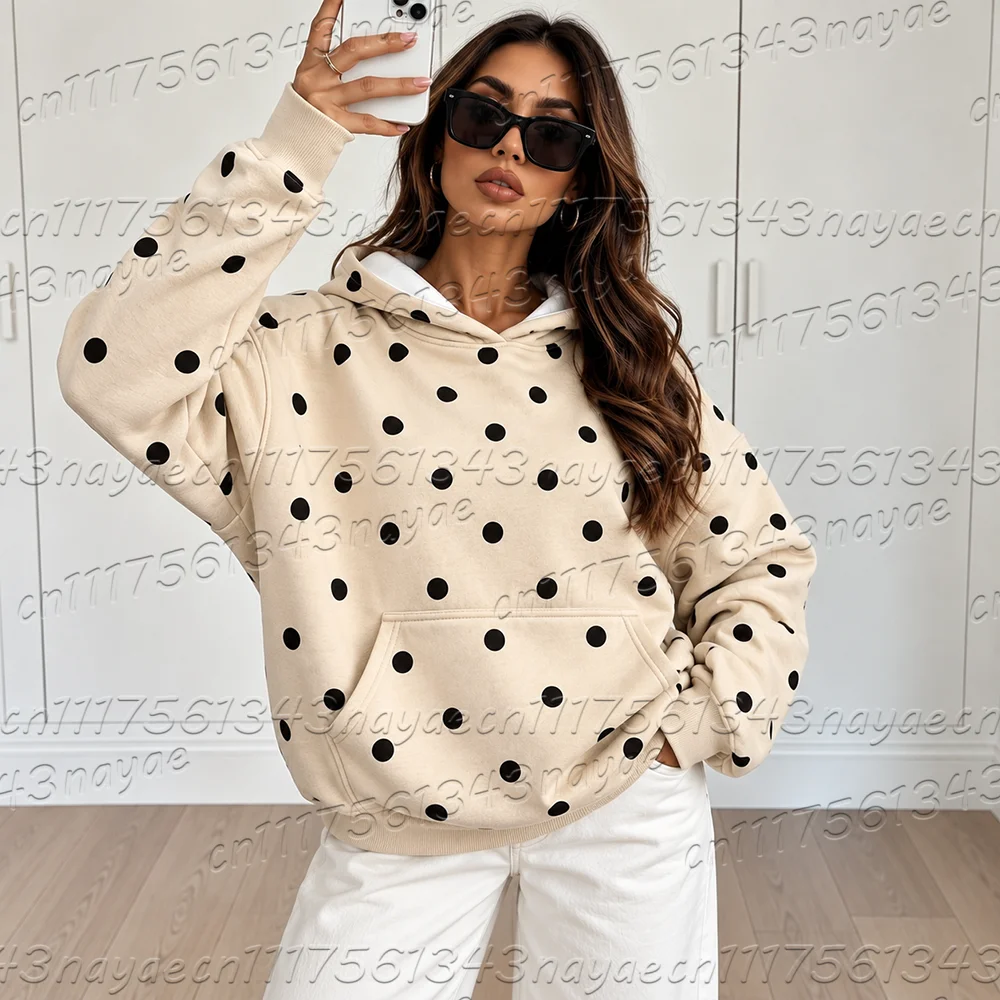 2026 Autumn Winter Women Hoodies Polka Dots Striped Leopard Print Men Women Sweatshirt Casual Loose Sports Versatile Hoodies