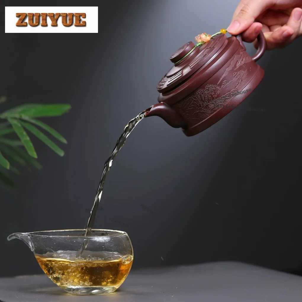 270ml Traditional Yixing Purple Clay Teapots Handmade Weekly Count Pot Raw Ore Purple Mud Kettle With Filter Zisha Tea Set Craft