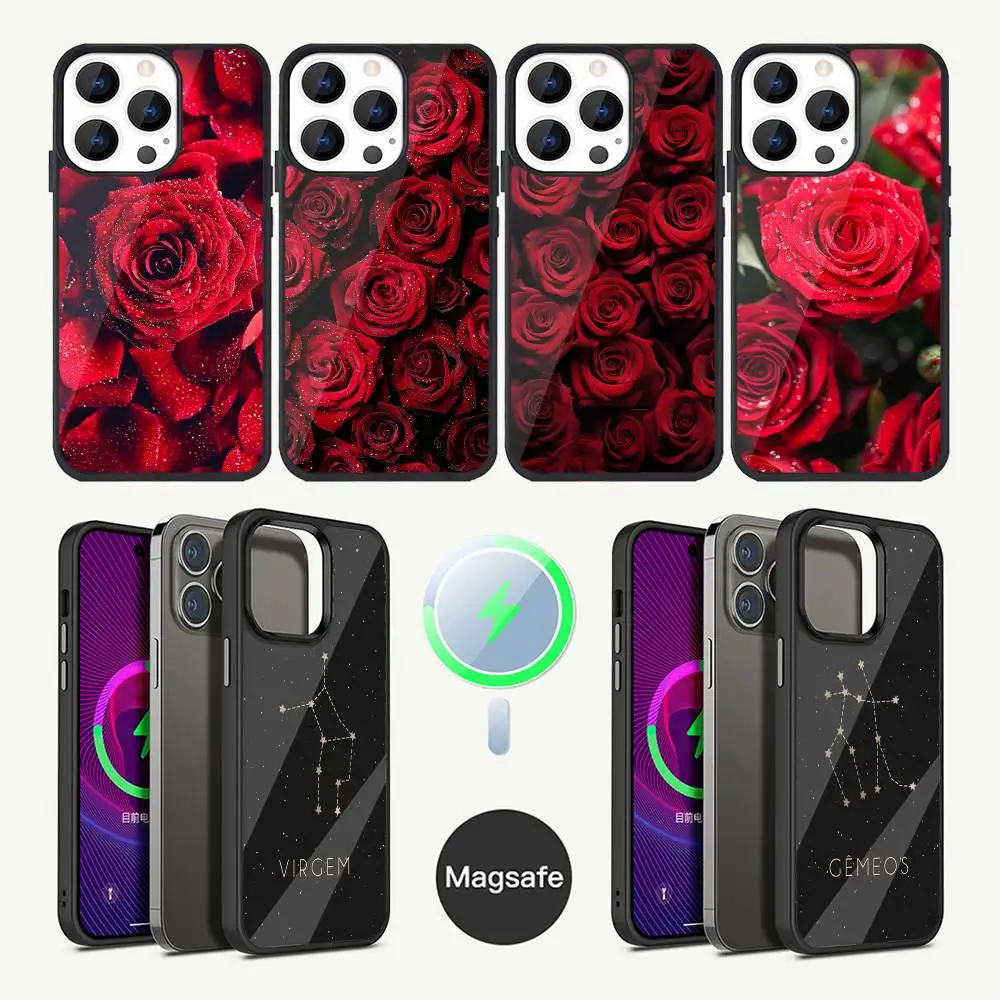 

Red Rose Flowers Phone Case For iPhone 17,16,15,14,13,12,11,Plus,Pro,Max Mini Magsafe Magnetic Wireless Charging