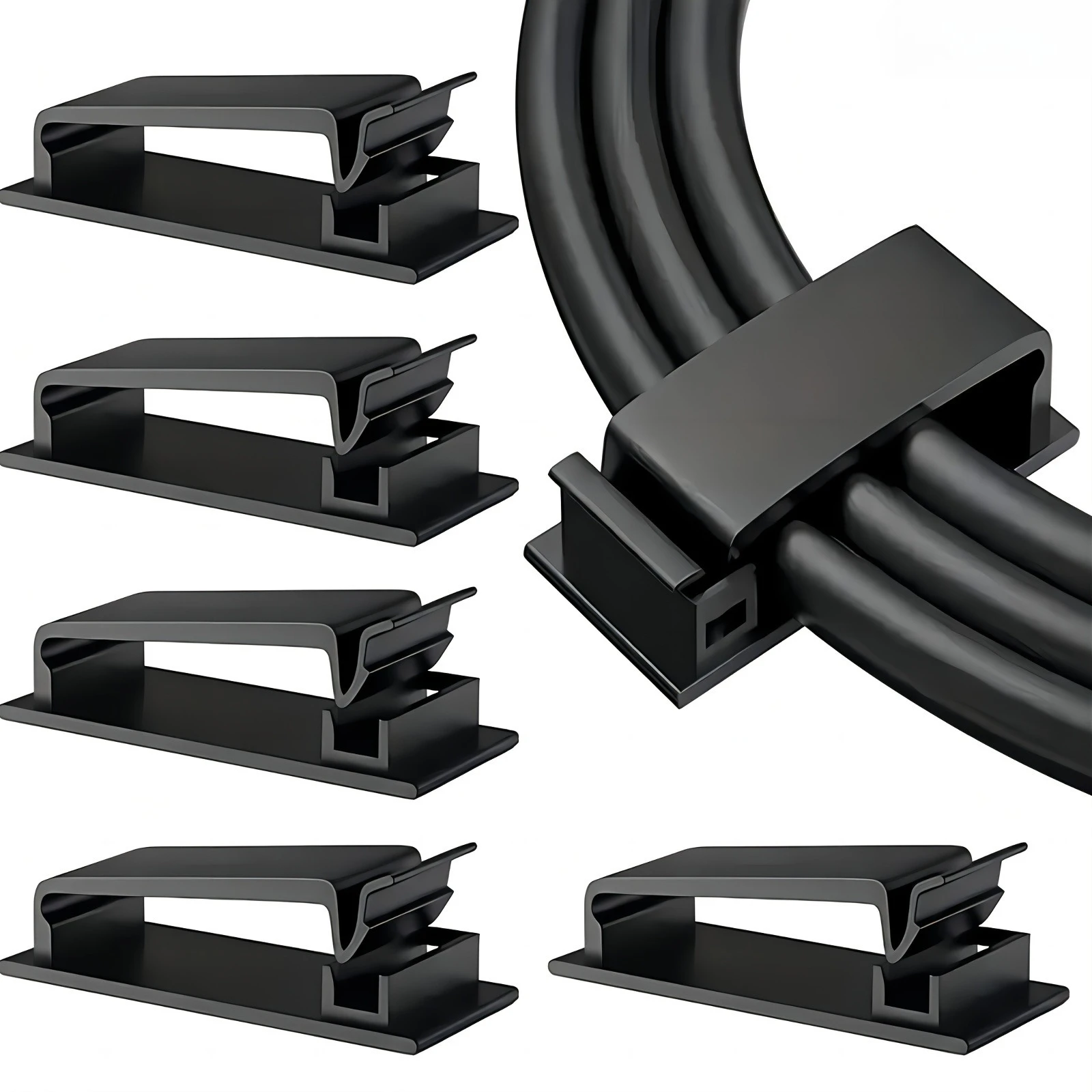 5/10Pcs Sticky Cable Organizer Clips Self-Adhesive Wire Cord Holder For Home Office Desktop TV Cable Storage