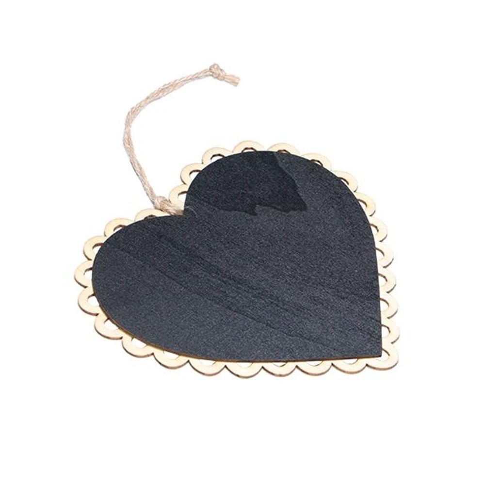 15x16cm Wooden Hanging Blackboard With Hemp String Love Heart Chalkboard Luggage Label Message Board Hang Tag Welcome Sign Board