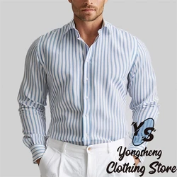 Men's Long Sleeve Shirts Striped Shirts Fashion Men's New Tops Casual Comfortable High Quality Extra Large Size Clothing