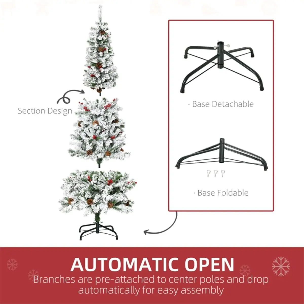 

6ft Artificial Christmas Tree - Festive Holiday Decoration for Home & Office, Green Pine Look