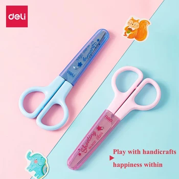 Deli Stationery Hand Made Scissors Kawaii Children Safety Silicone Shell Kid Stationery School Supplies Gift
