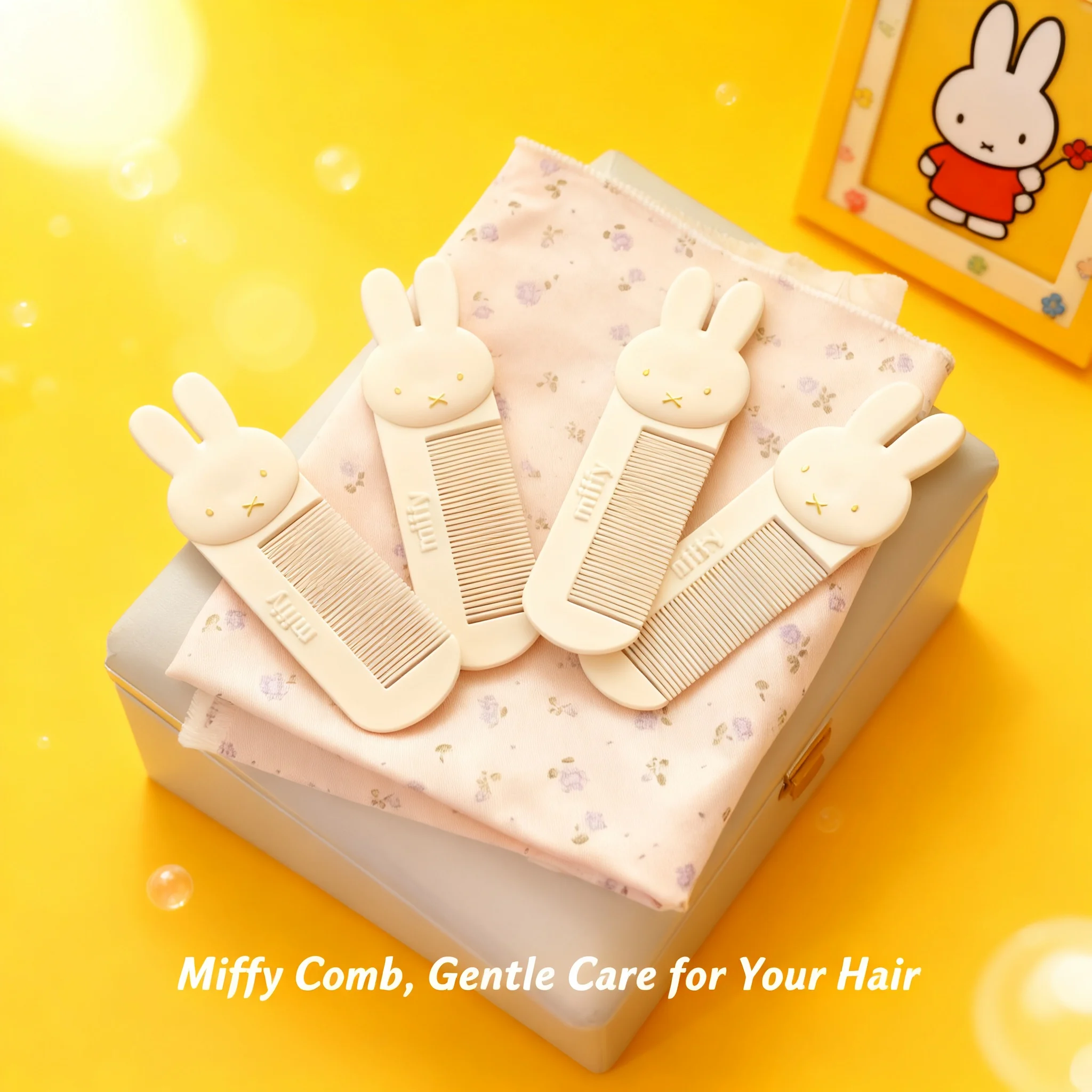Portable Pocket Comb Kawaii Anime Miffy Rabbit Cute Cartoon Smooth Hair Anti Static Multi Toothed Bangs Comb Gift for Girls