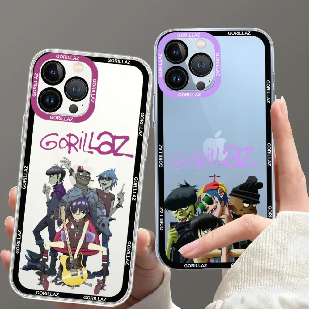 Gorillaz Phone Case For iPhone 11 12 Mini 13 14 15 Pro Max Transparent Shell