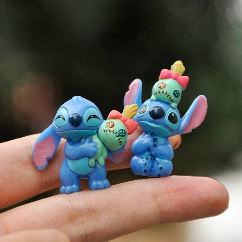 Disney Lilo & Stitch Mini Figuras de Ação Abraçando, Boneca, Boneca interestelar, Ornamento na moda, Brinquedos Kaws, Novo, Conjunto de 6 peças