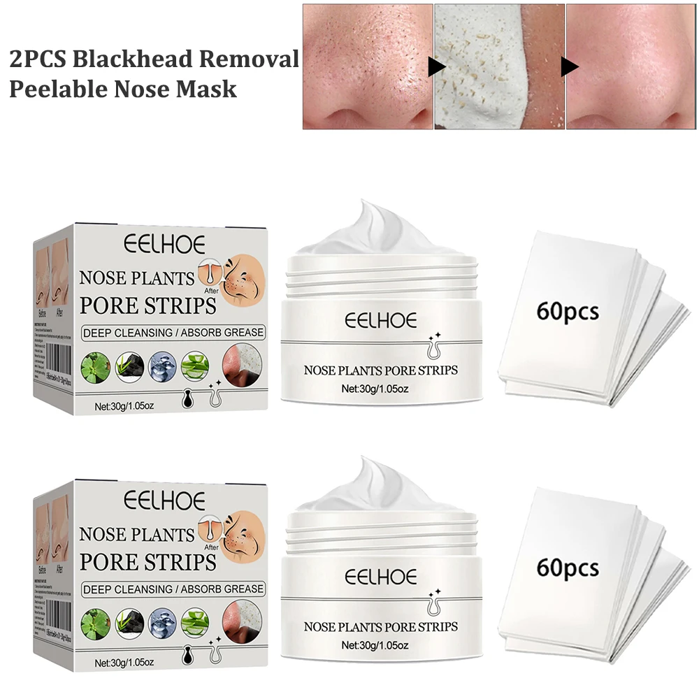 

60g Blackhead Remover Cream Peelable Nose Mask Plant Pore Strips Black Dots Spots Acne Treatment Face Cleaner Stickers Skin Care