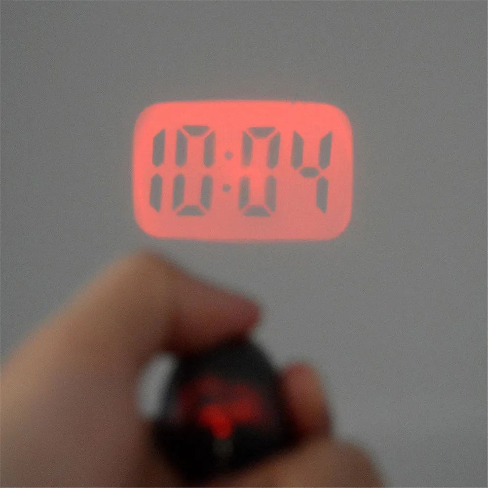 1Pcs Mini Portable Digital Projection Clock Plastic Material Keychain LED Night Light Projector for Bedroom Study Room Office