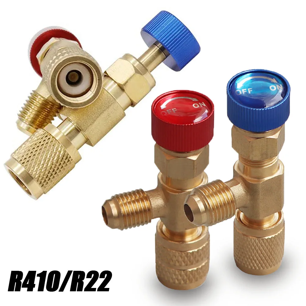 Refrigerant Safety Liquid Adapter Hand Tool Parts 1 2 4 PCS R410A R22 1/4\