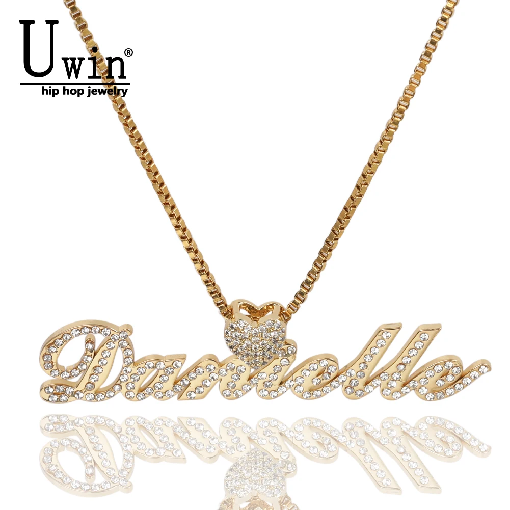 

Uwin на заказ колье из нержавеющей стали с именем персонализированное CZ сердце залог буквы кулон ожерелье аксессуары для женщин ювелирные изделия