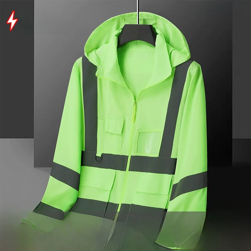 Men's Summer Thin Ice Silk Sun Protection Clothing Reflective Strip Outdoor Fishing Jacket Bike Riding Outerwear Polyester Fiber