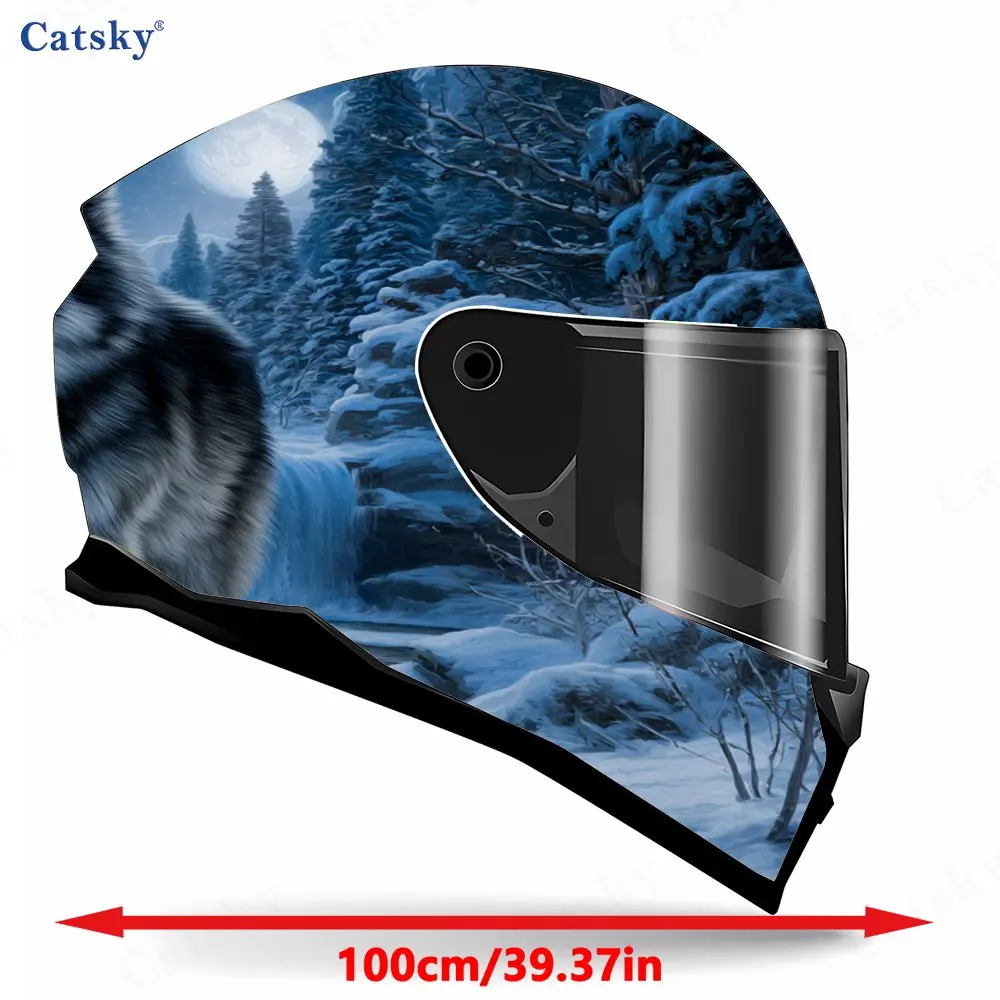 Snow Mountain Wolf Pattern Helmet stickers , PVC Material Multifunctional Helmet Stickers, Scratch-Resistant & Fade-Proof, Easy