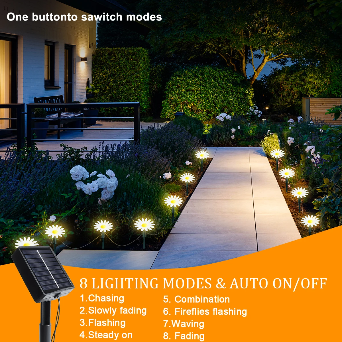 Solar Garden Lights 20LEDS Solar Lawn Lamp Outdoor Courtyard Flower Lights With 8 Modes Christmas Courtyard Weddings Decoration view 3