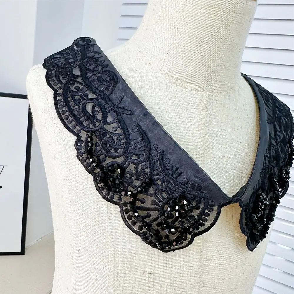 

Имитация жемчужного воротника, универсальный белый воротник с декоративными элементами, женский кружевной воротник, съемный кружевной воротник-шаль, аксессуар для рубашки