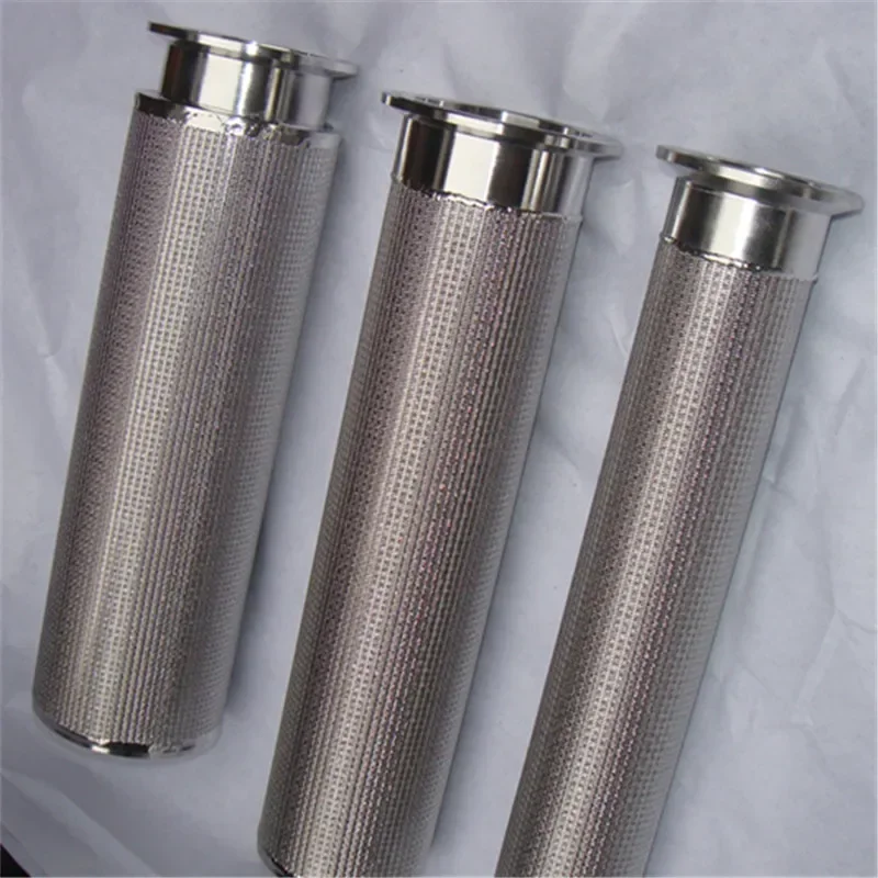 Customize 1 2 5 micron stainless steel sintered metal filter / sintered filter cartridge