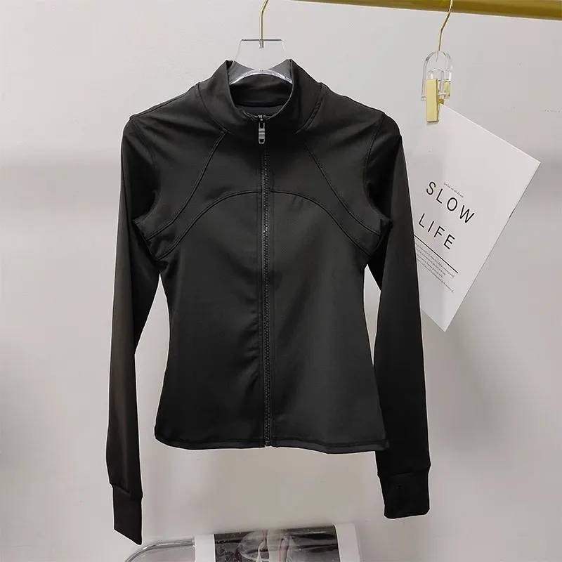 Damen-Sportjacke mit langen Ärmeln, schnelltrocknend, lässig, für Fitnessstudio, Workout, Fitness, Laufen, Training, Fitnessjacke, Sweatshirt – Detail 16