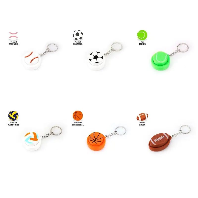 1 Stück 3D-gedrucktes Fidget-Spielzeug: Basketball, Tennis, Volleyball, Fußball, Stressabbau-Spielzeug, Mini-Sportball-Schlüsselanhänger für Kinder und Erwachsene – Detail 7