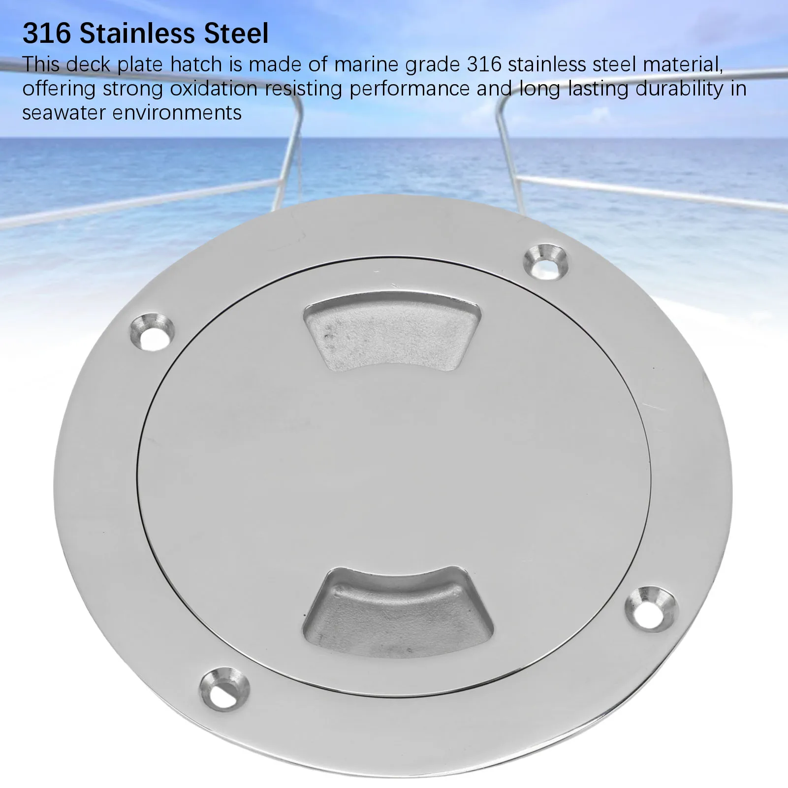 4 بوصة قارب مستدير يفقس غطاء قابل للفصل 316 الفولاذ المقاوم للصدأ عدم الانزلاق سطح السفينة لوحة التفتيش يخت لسفينة اليخوت البحرية #2
