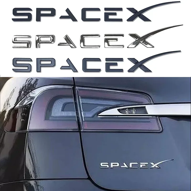 

3D ABS Letters Sticker SPACEX For Tesla Rear Tailgate Trunk Emblem Badge Car Stickers Decal for Model 3/Y/X/S