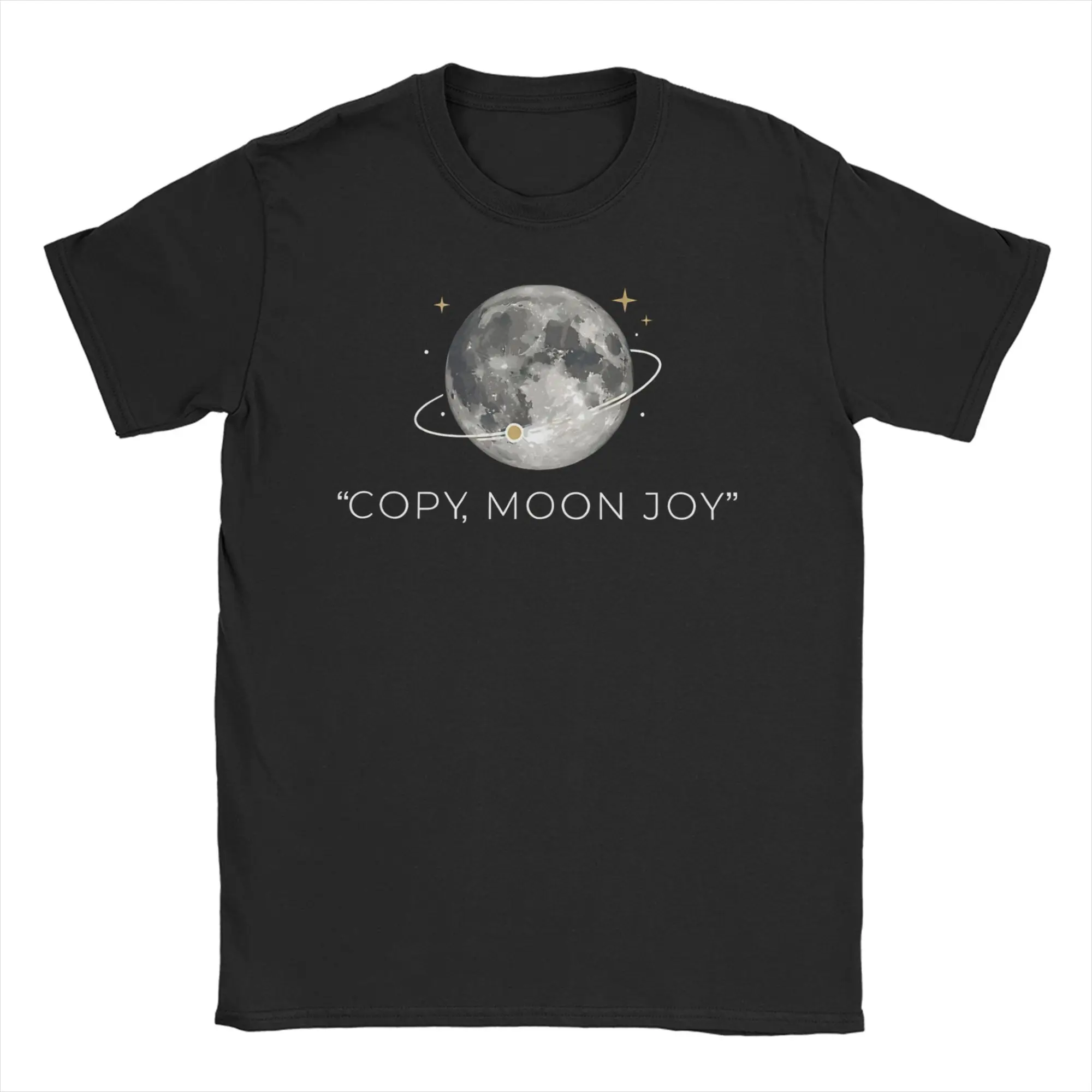 Camiseta Unissex Divertida de Manga Curta com Estampa de Lua Cheia e Espaço, 100% Algodão, Tamanhos Grandes