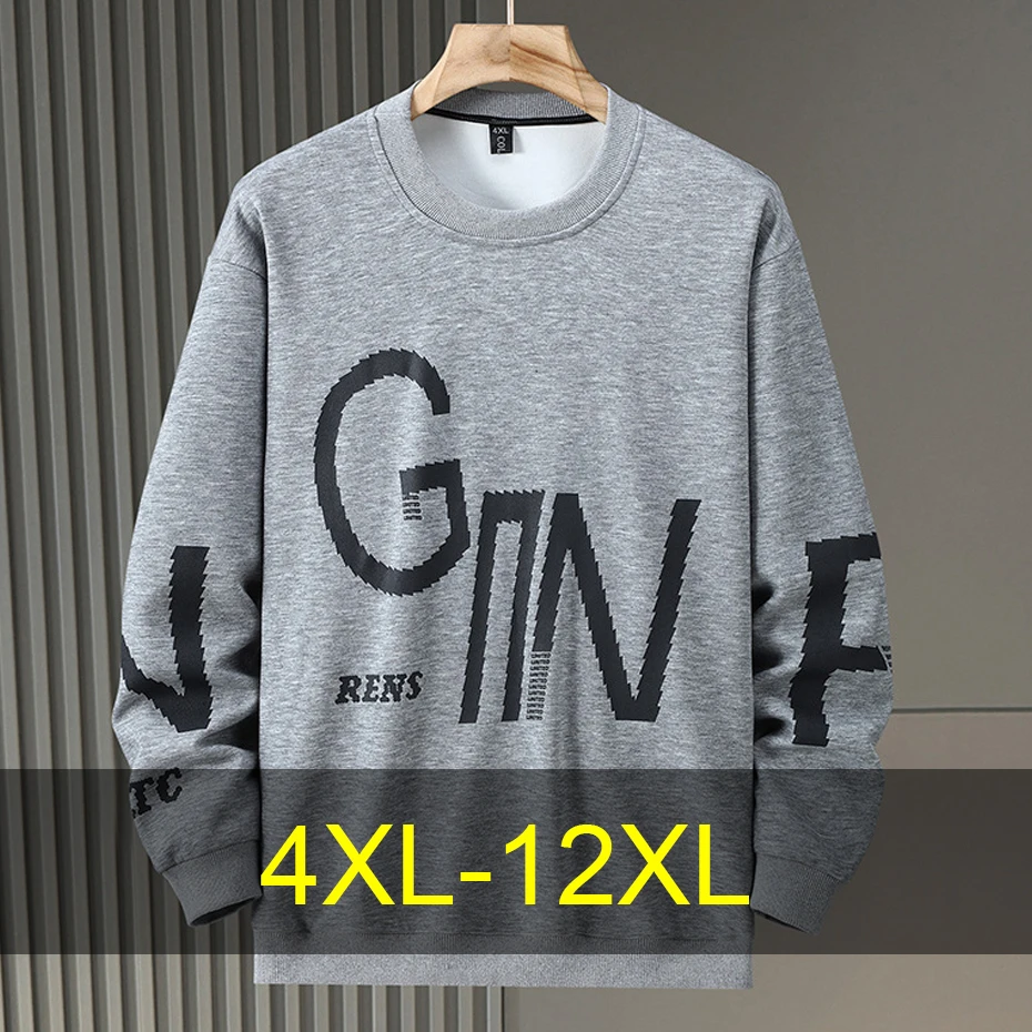 

Spring Autumn Sweatshirts Men 12XL Plus Size Sweatshirt Fashion Casual Print Pullover Big Size 12XL