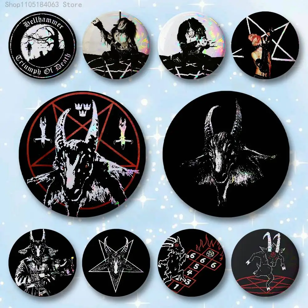 B-BathoryS Band Quorthon Badges 25 32 44 58 75 mm Round Cosplay Pin Bag Decor Fans Collect Friends Gifts Brooch Souvenir