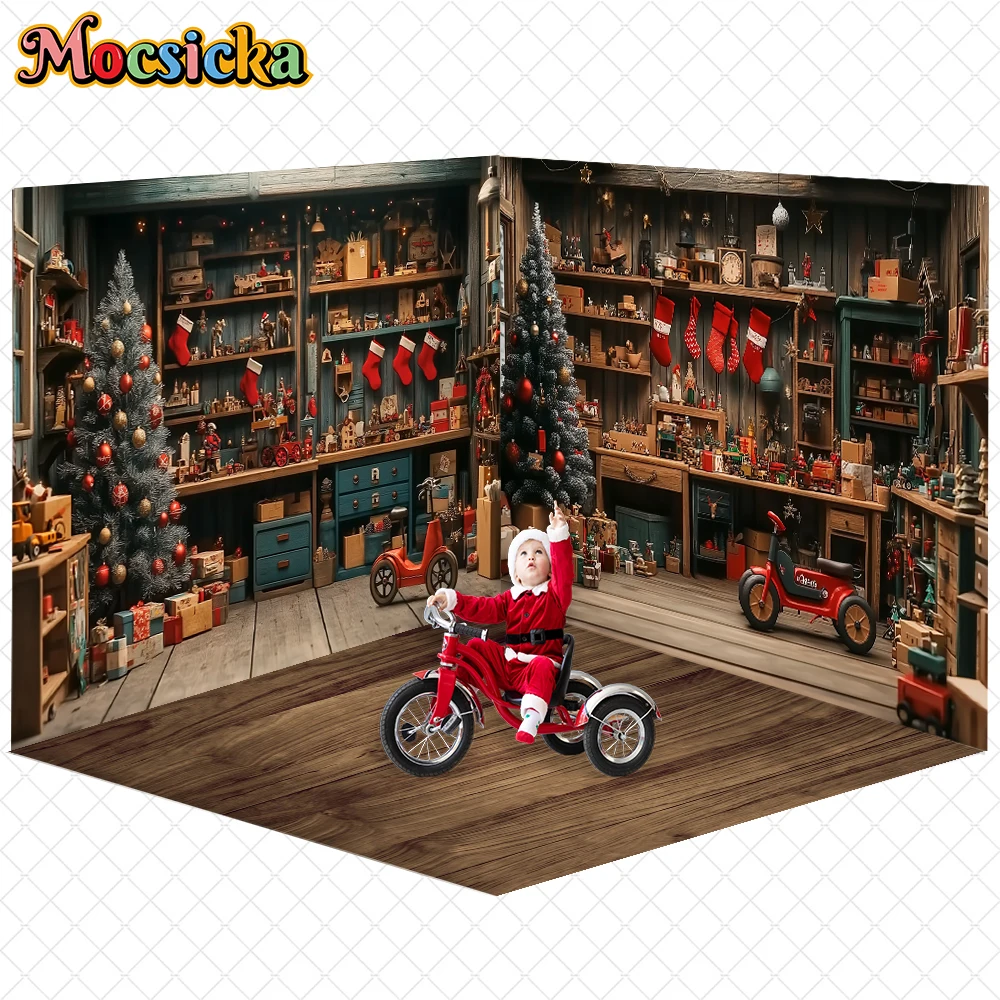 Mocsicka Christmas Background Home Xmas Tree Happy New Year Decor Birthday Party Adult Kid Portrait Photo Backdrop Studio Banner