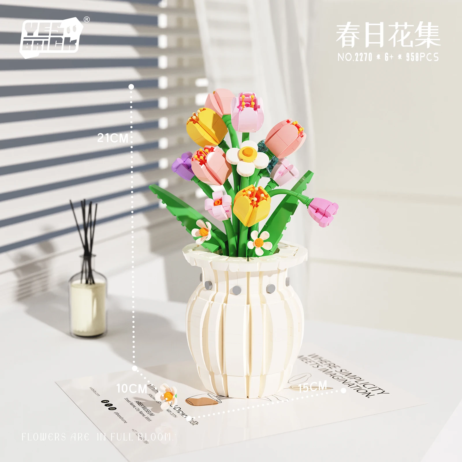 

Violet Bouquet Mini Building Blocks with Vase Potted Plant Model Educational DIY Bricks Toys Home Decoration Idea Gifts Girls