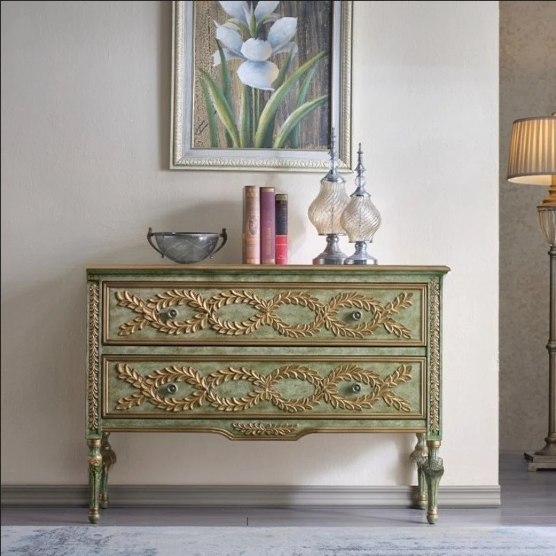 

American rural entrance cabinet Solid wood home partition Living room decoration door small apartment sofa side cabinet