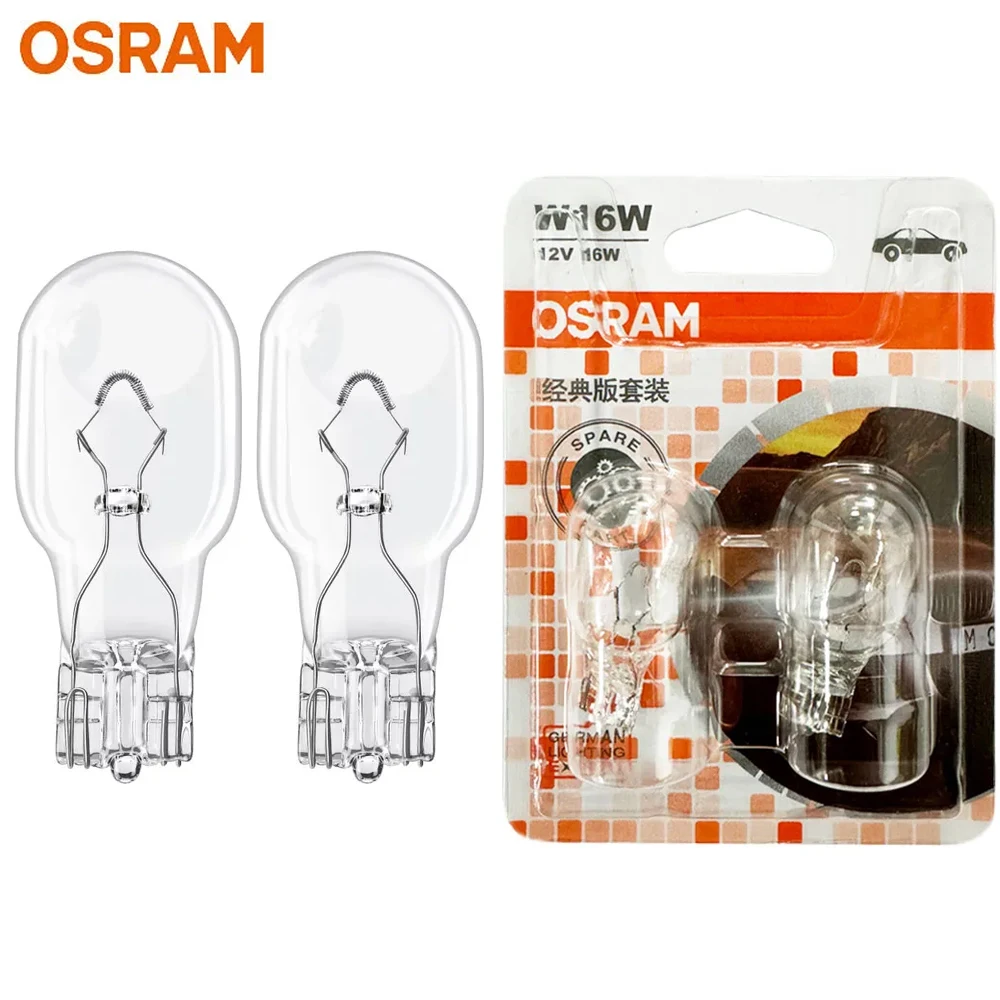 OSRAM Original W16W W2.1x9.5d Car Turn Signal Light Reverse Bulbs OEM Halogen Light Rear Indlcator Lamps 12V T15 921, Pair