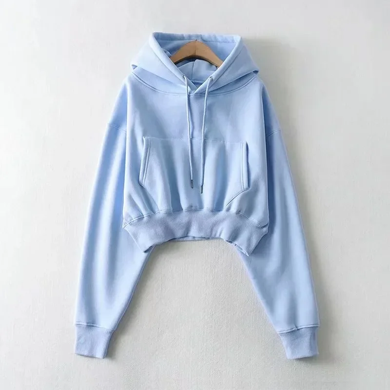 MRMT 2024 Brand New Women's Hooded Plus Fleece Sweater Trendy Loose Waist Short Pullover Hoodie Tops For Female