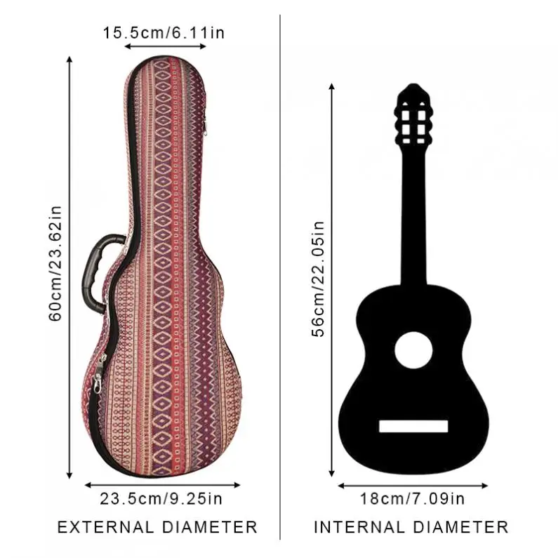 21 Inch Soprano Ukulele Bag Case EVA Hard Box Lightweight Pressure Proof Colourful Portable Backpack Ukelele Gig Bag