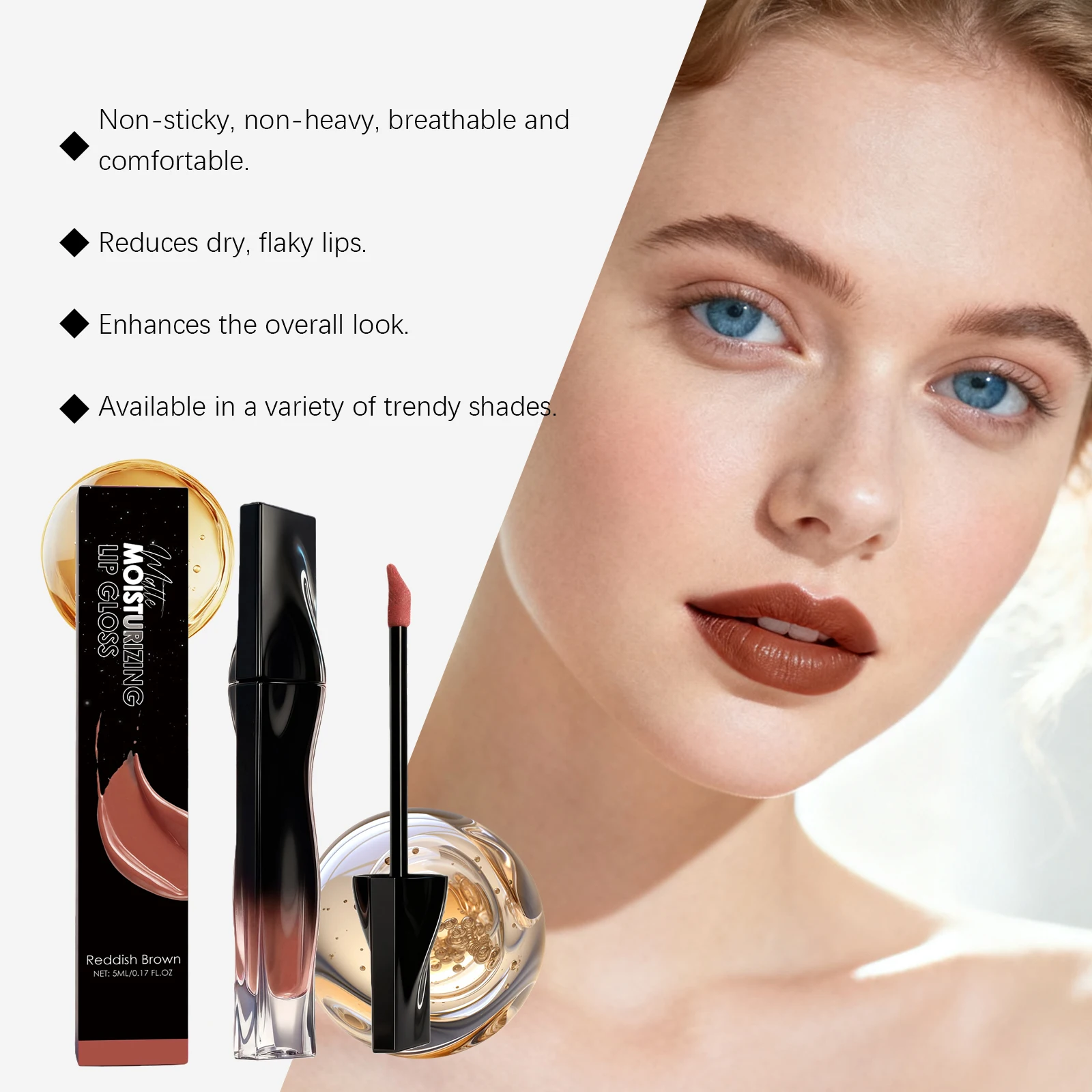 ملمع شفاه مرطب من زيفوكو، مجموعة خريف وشتاء غير لامعة، تركيبة مقاومة للماء تحافظ على لون الشفاه نابضًا بالحياة والمرقعة