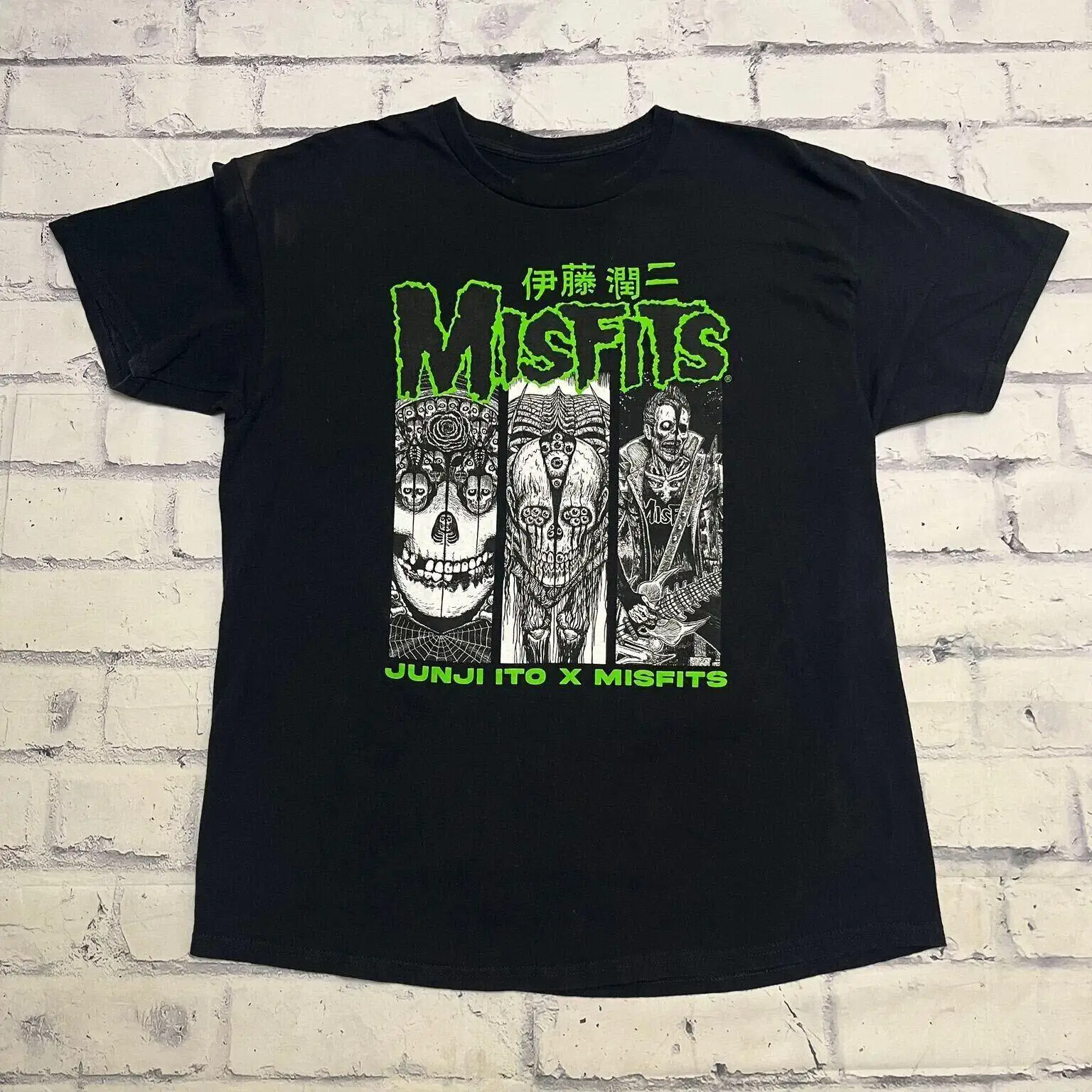 The Mis_fits Junji Ito Iconic Skull Face Punk Rock Band Shirt Black Cotton Tee